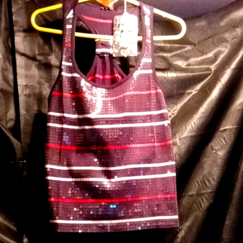 NWT "Hello Spank" vntg. 80s Italian, Med. Womans hrglass tank Red White and Blue